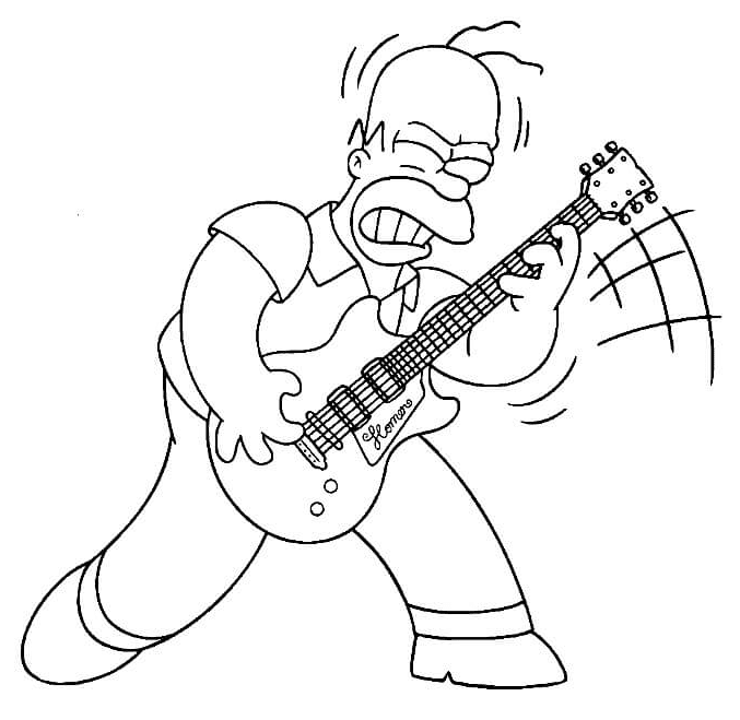 Homero Simpson tocando la guitarra de Los Simpson