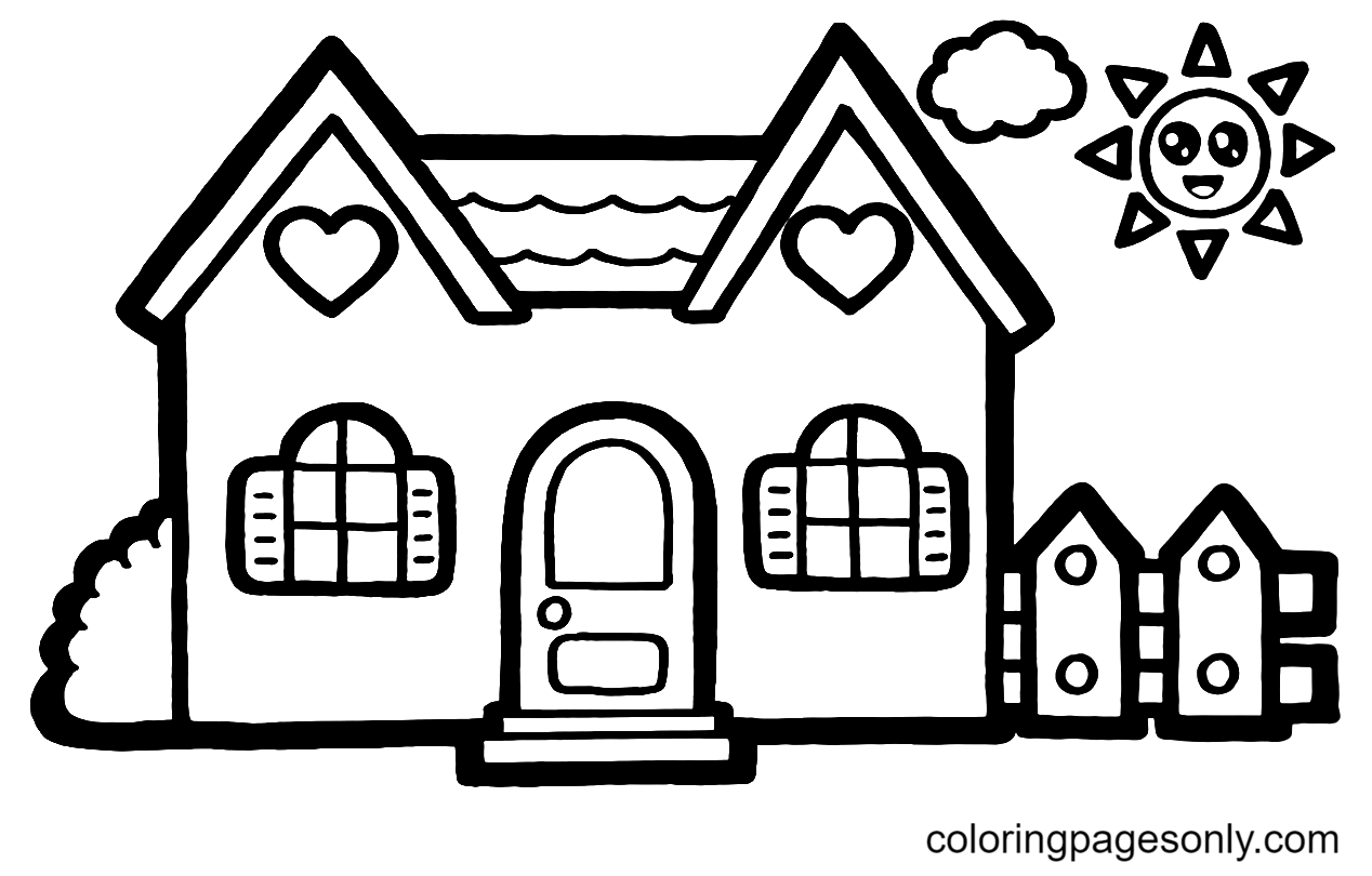 Páginas para colorir da casa para crianças