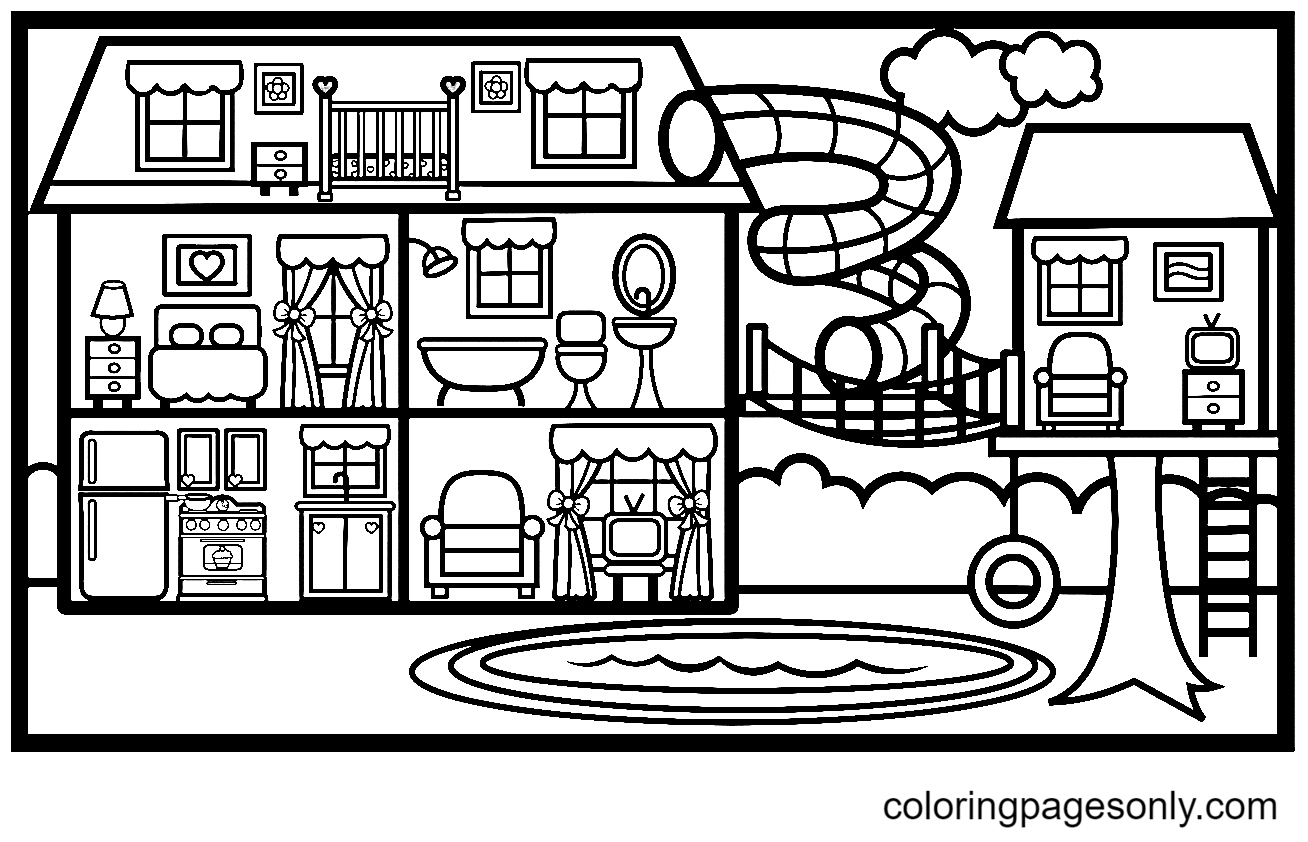 house coloring pages for adults