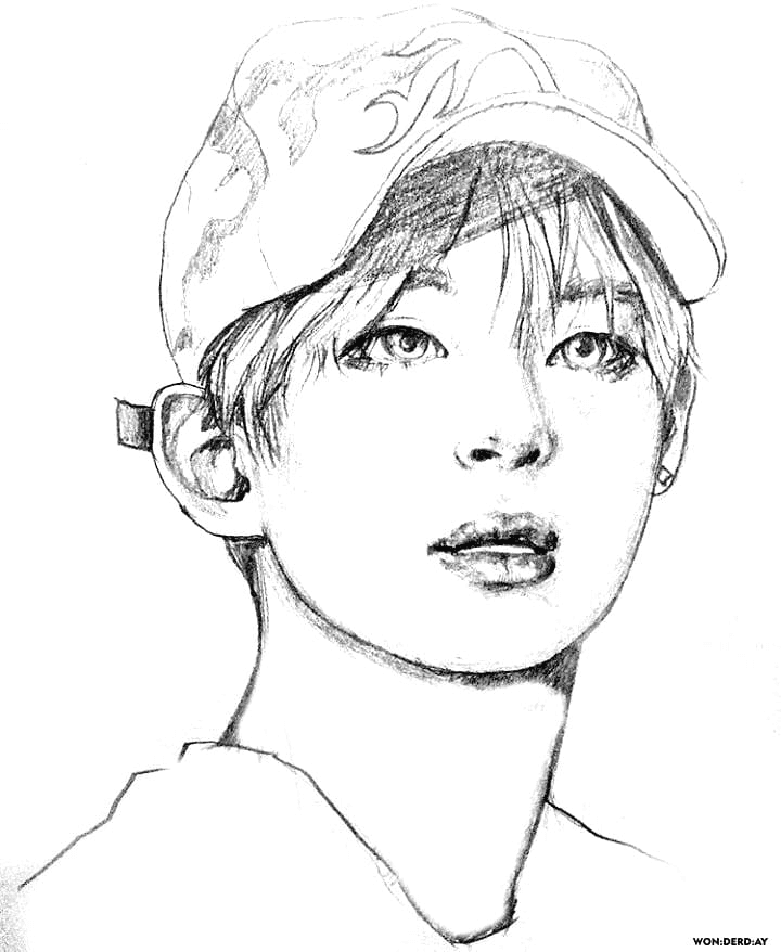 Jimin in a cap Coloring Pages