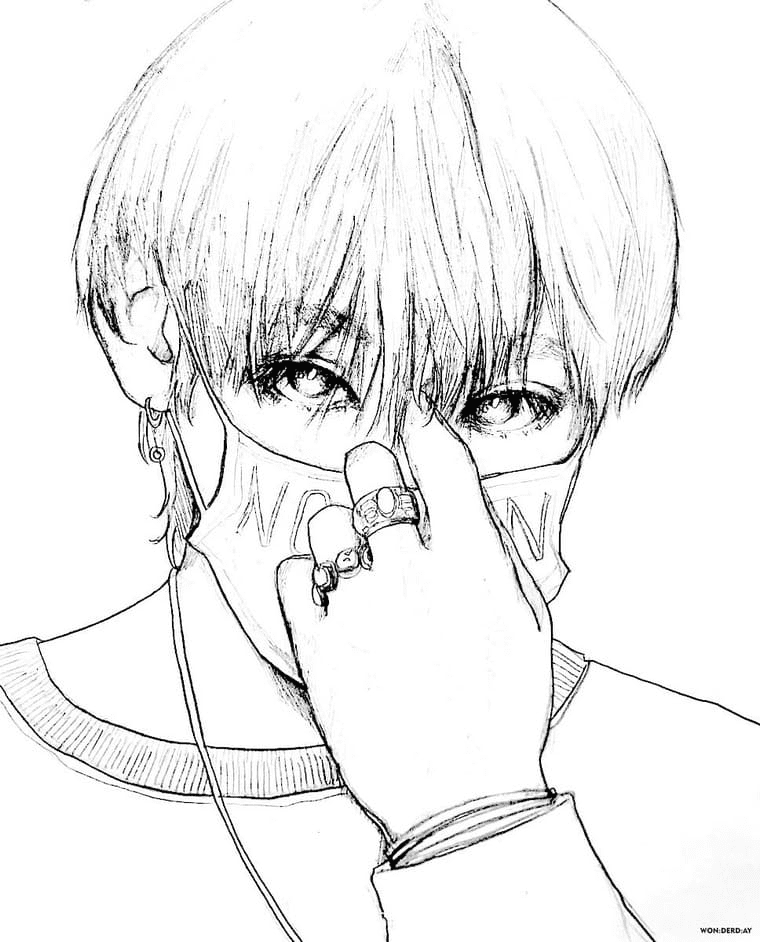 Jin BTS in the mask Coloring Pages
