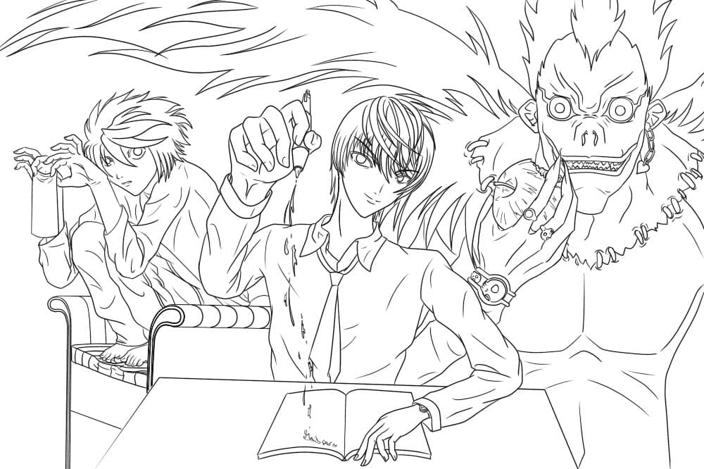 L, Yagami e Ryuk do Death Note