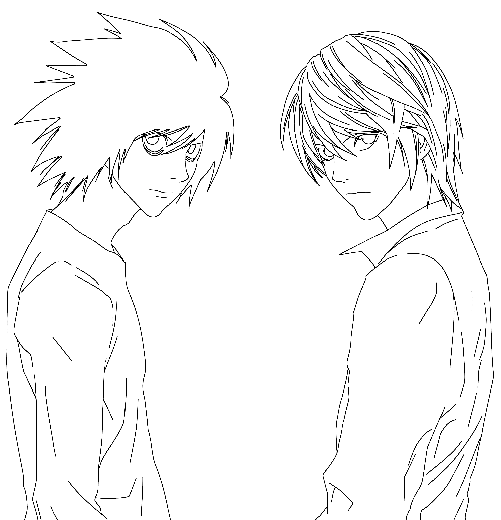 L and Yagami Coloring Pages
