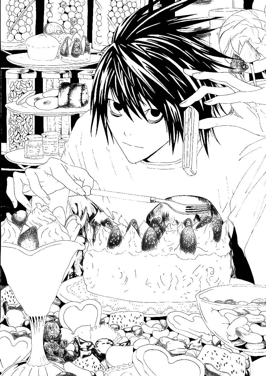 L 吃蛋糕 Coloring Page
