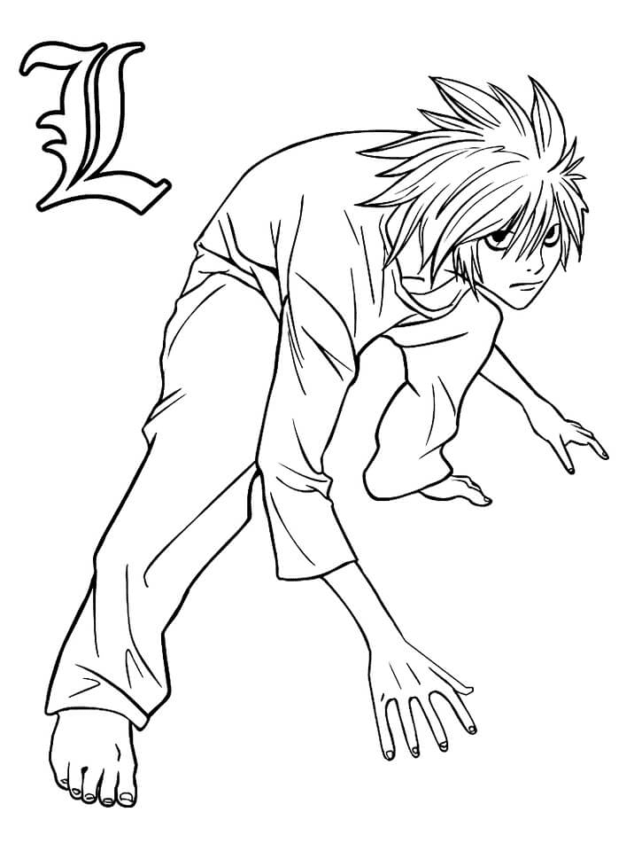 L from Death Note Coloring Page