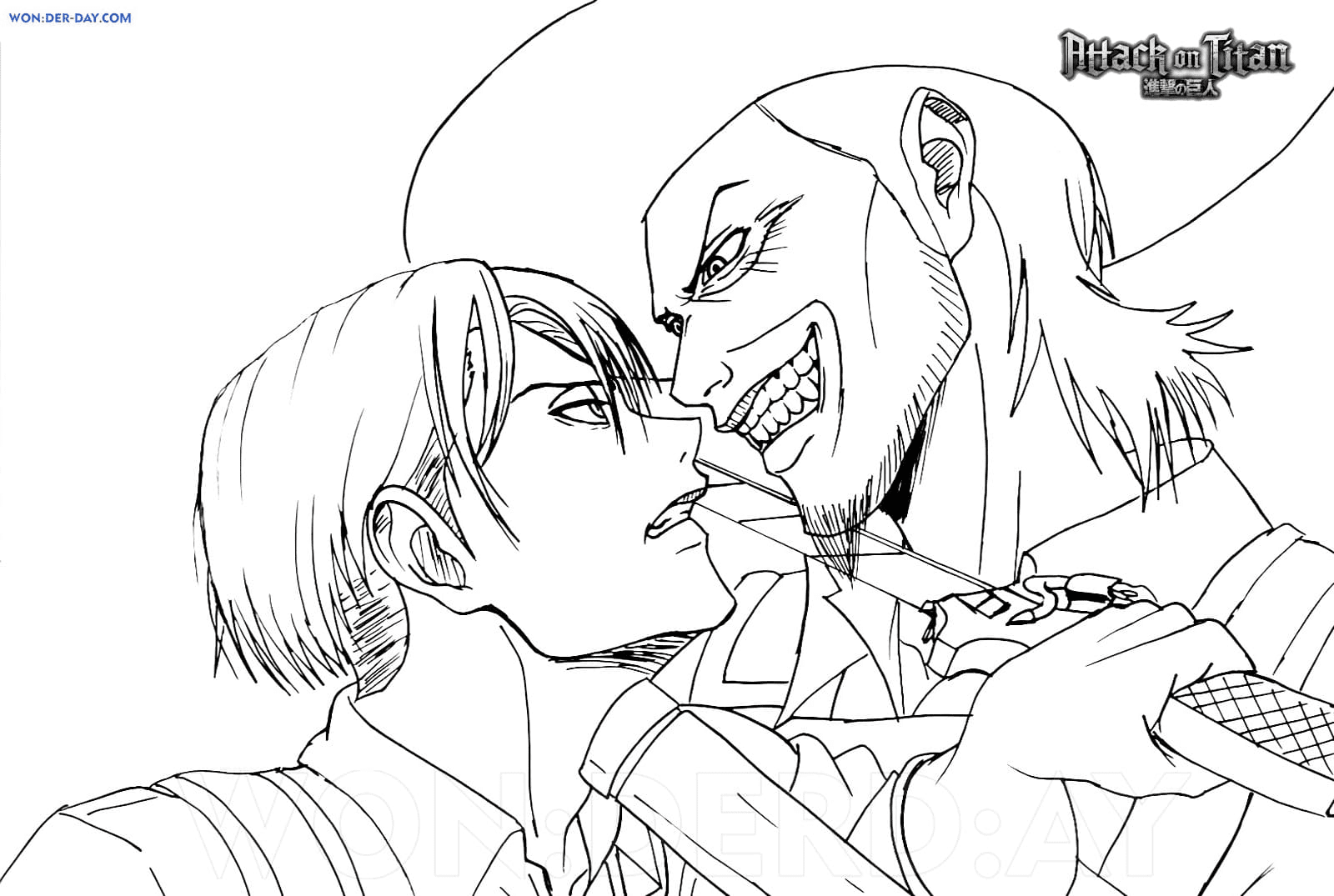 Levi vs Kenny Coloring Page