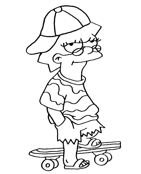 Lisa Simpson On Skate Coloring Pages