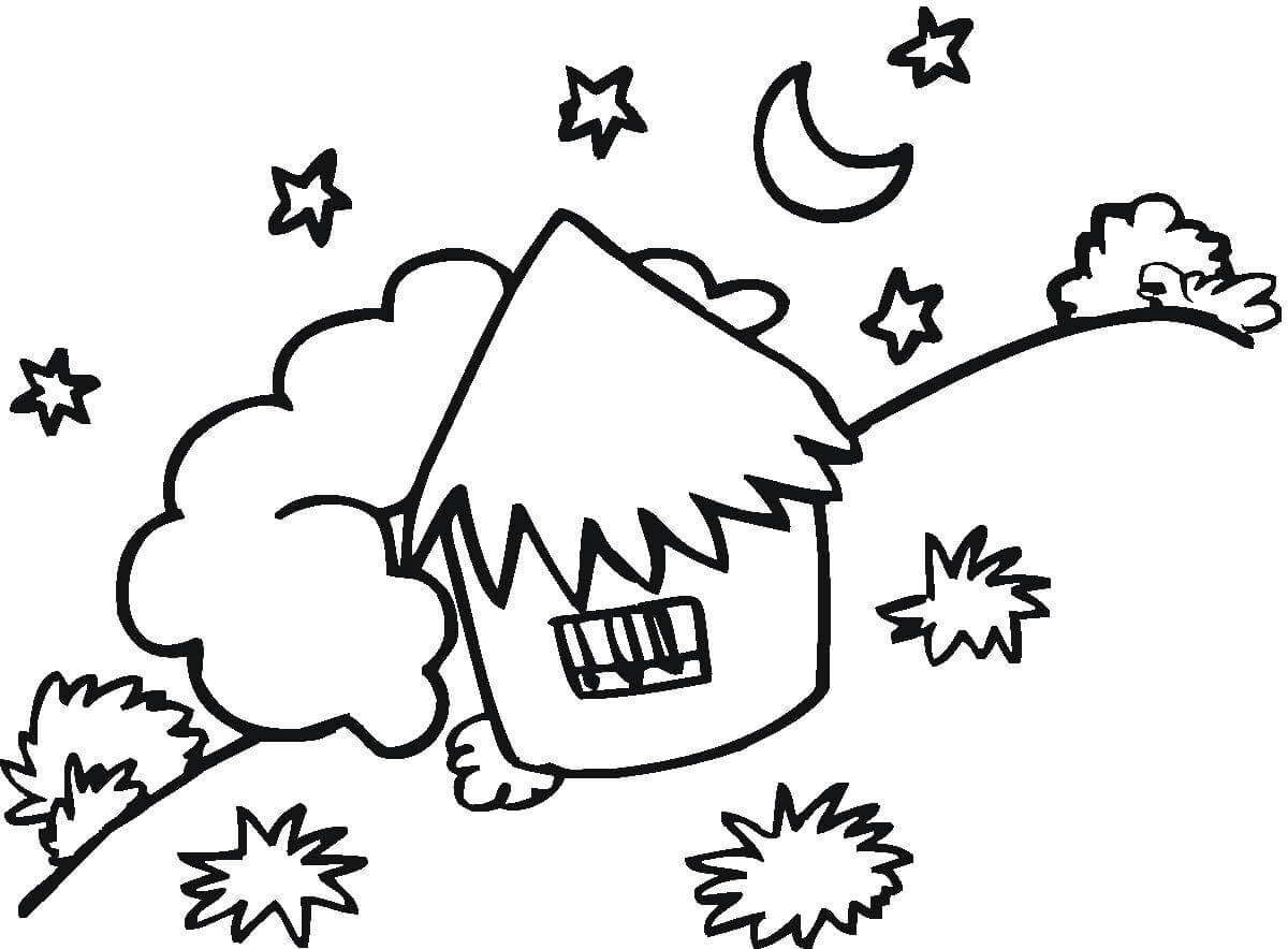 Little Hut Coloring Page