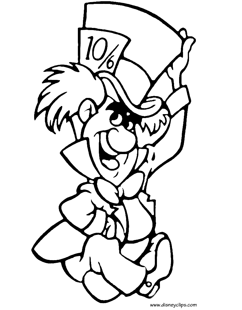 Mad Hatter sitting cross-legged Coloring Page