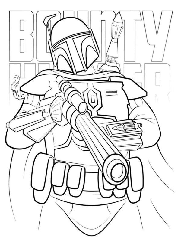 Mandalorian Tracking a Target Coloring Page