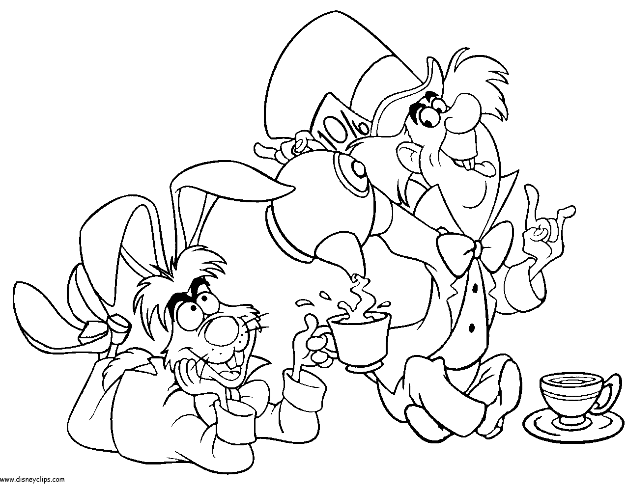 March Hare and Mad Hatter Coloring Page
