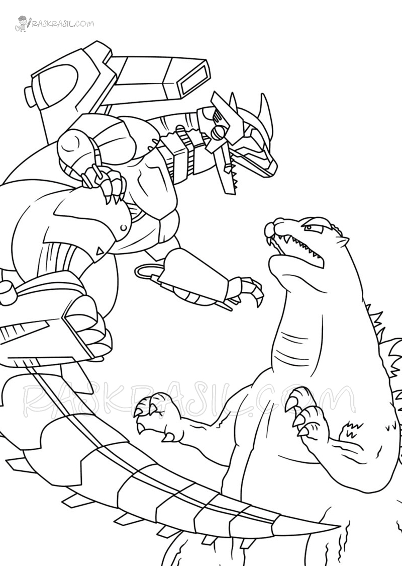 Mechagodzilla vs Godzilla Coloring Page