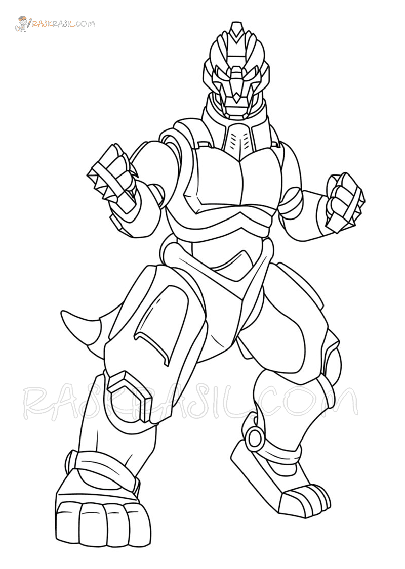 Mechagodzilla with Energy-charged punches and kicks Coloring Page