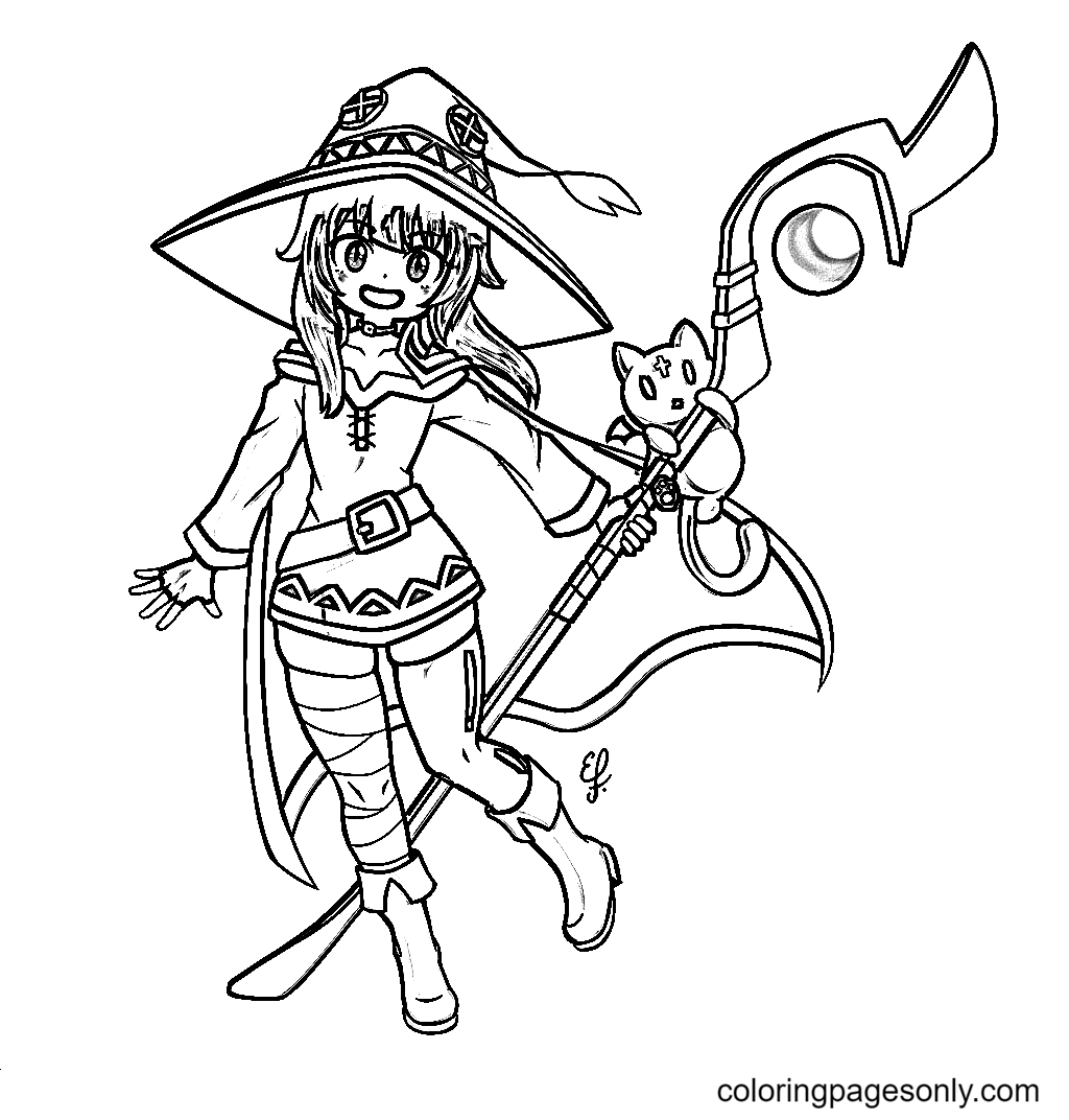 Megumin Coloring Page