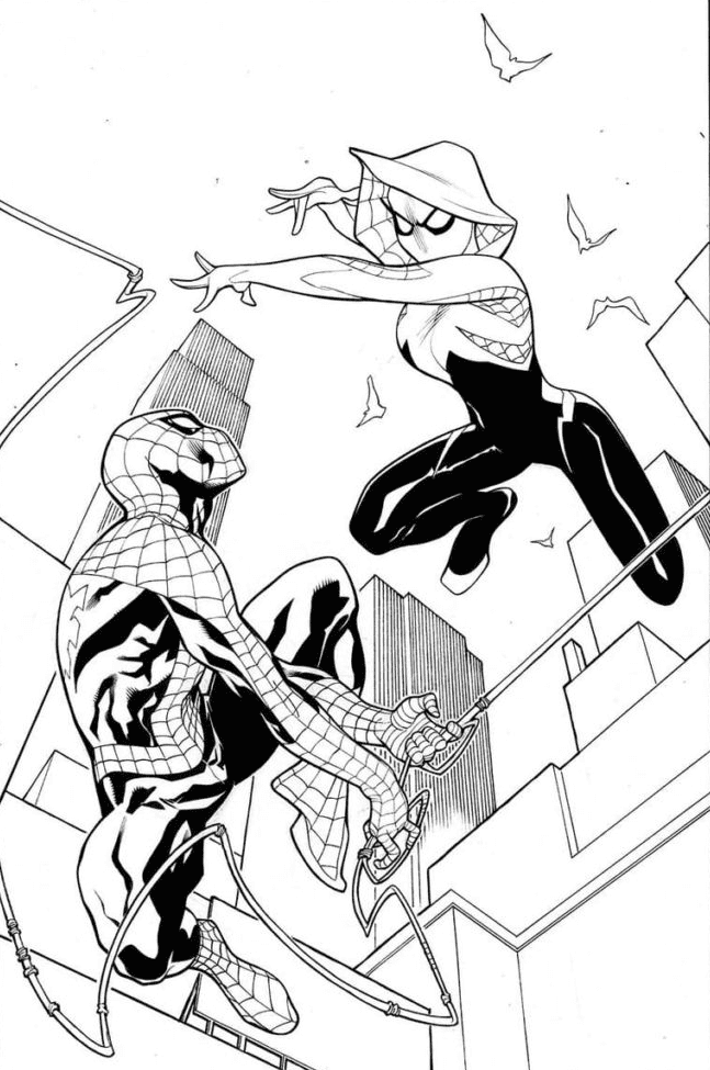 Miles Morales and Gwen Coloring Page