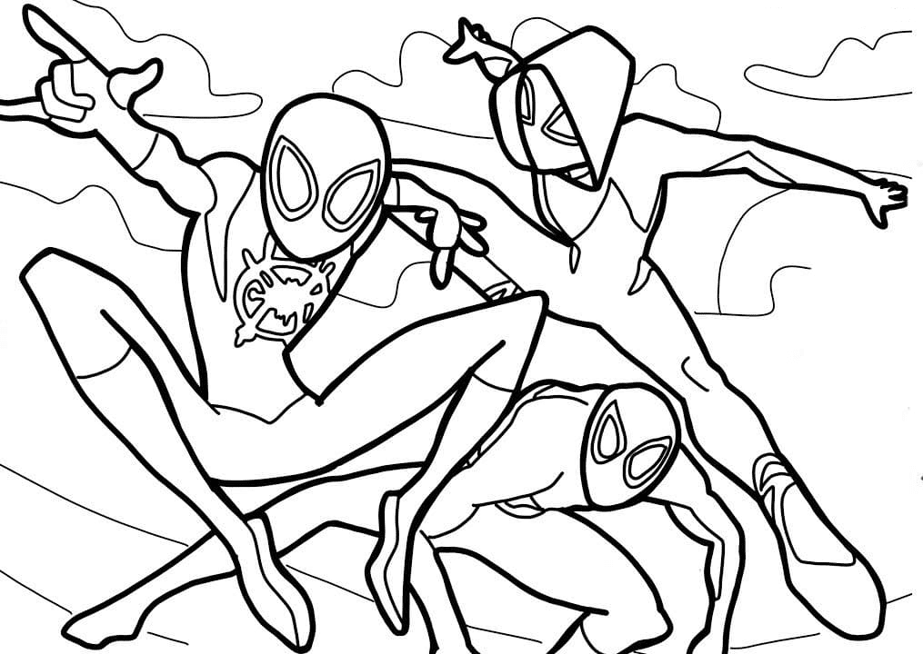 Miles Morales And His Team Coloring Page