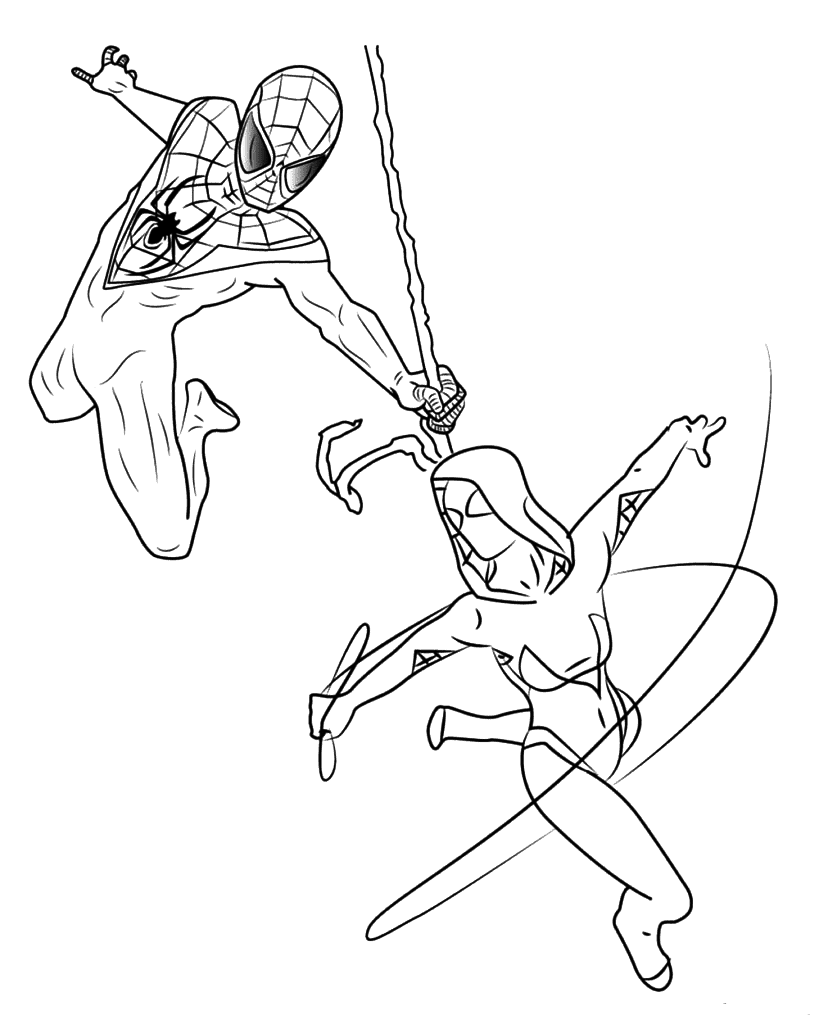 Miles Morales With Gwen Coloring Pages
