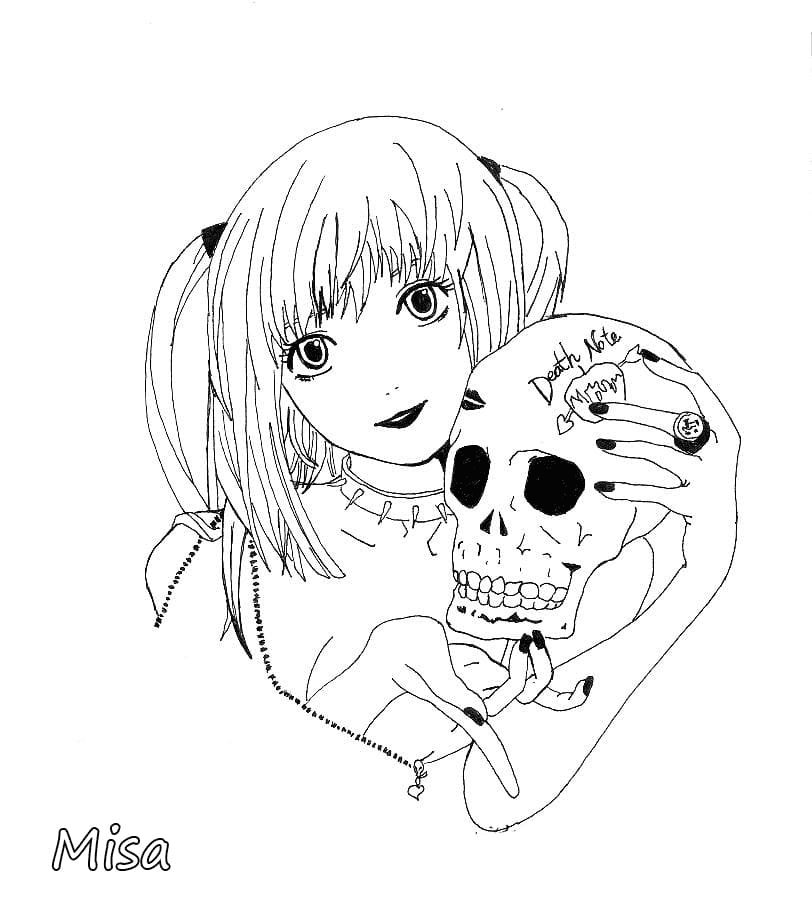 Misa with a skull Coloring Pages