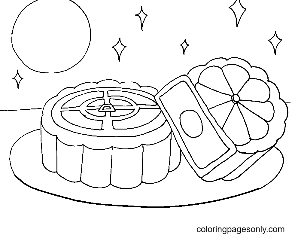 Moon Cake Coloring Page