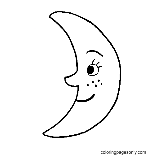 Einfache Malvorlage Mond