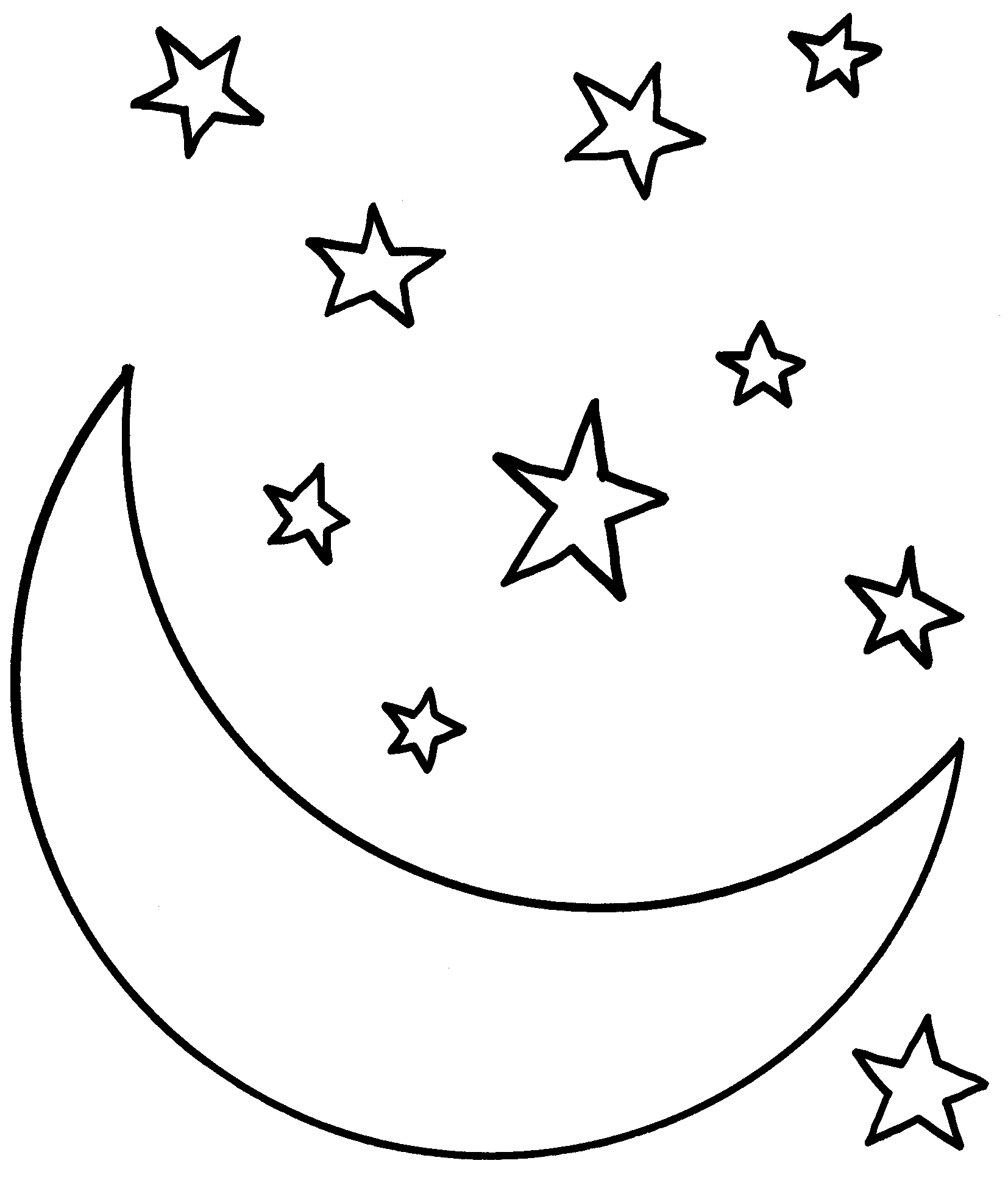 Moon Stars Coloring Page