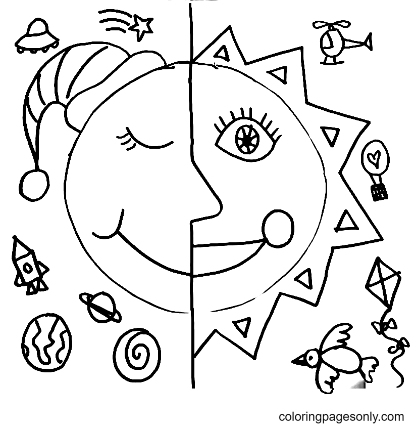 Moon And Sun Coloring Pages