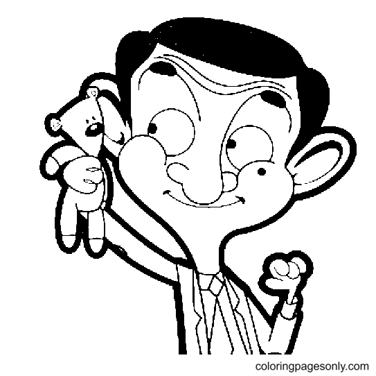 Mr Bean And Teddy Coloring Pages - Mr. Bean Coloring Pages - Coloring Pages  For Kids And Adults