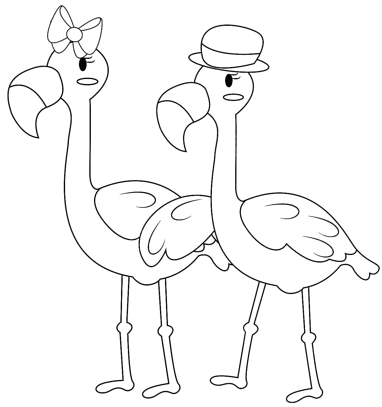 Mr Flamingo and Mrs Flamingo Coloring Page