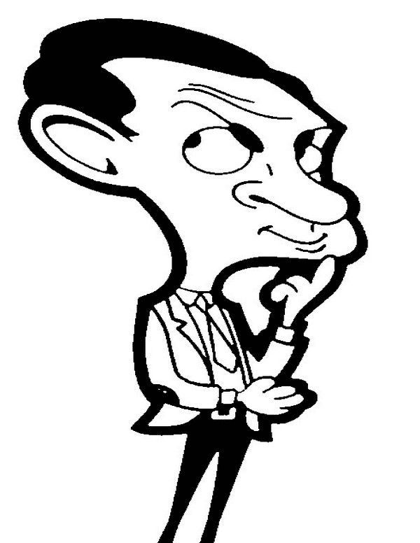 Mr. Bean Thinking Coloring Page
