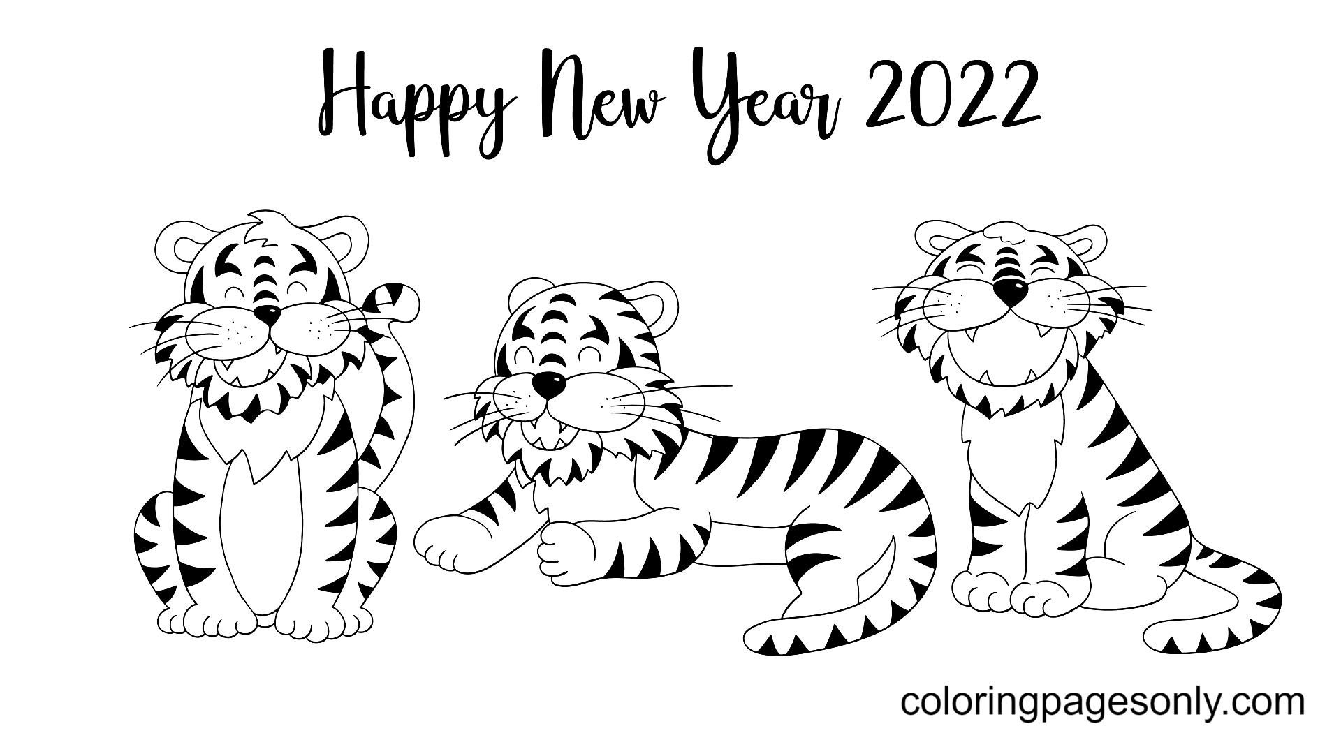 Раскраска Тигр Новый год 2022