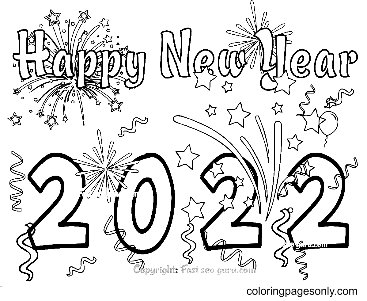 New Year 2022 Coloring Pages