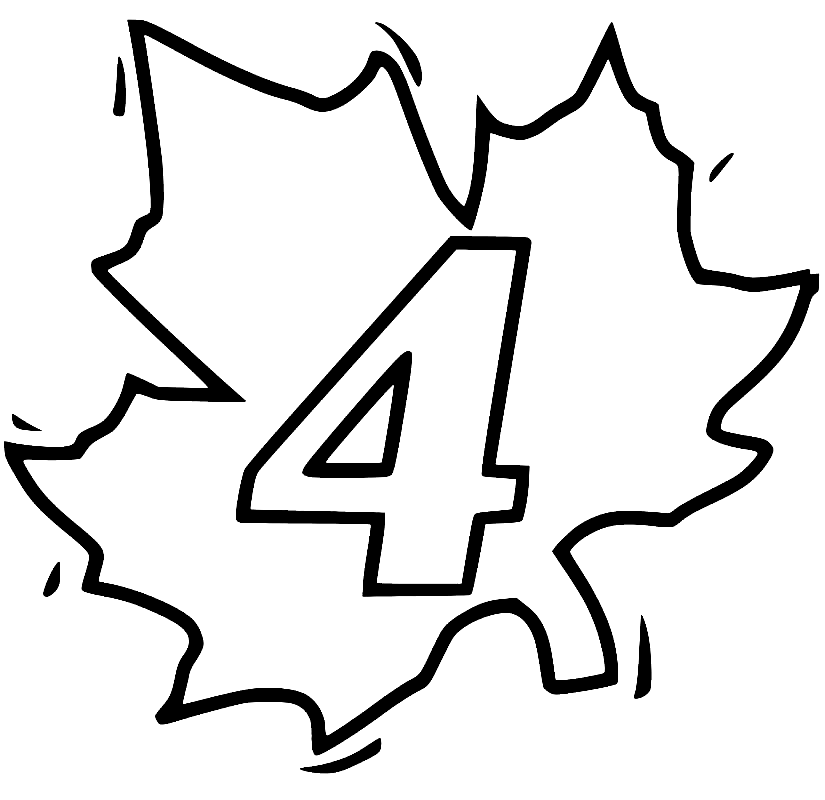 Number 4 in Leaf Coloring Page