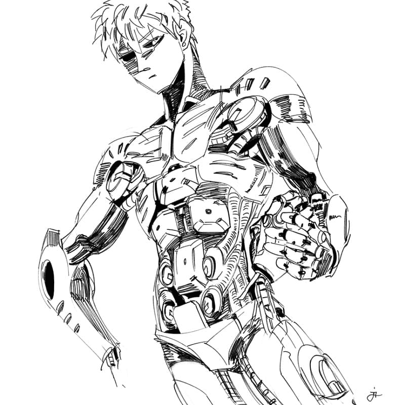 One Punch Man Genos Coloring Page