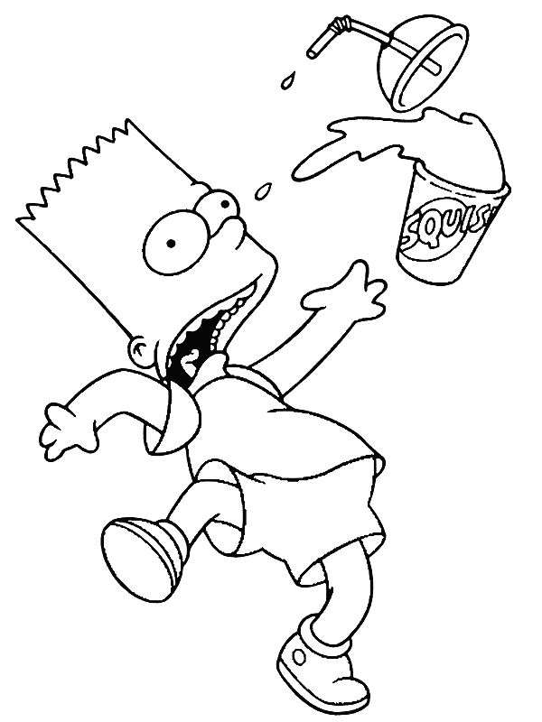 Oops Bart Squished The Drink Coloring Page