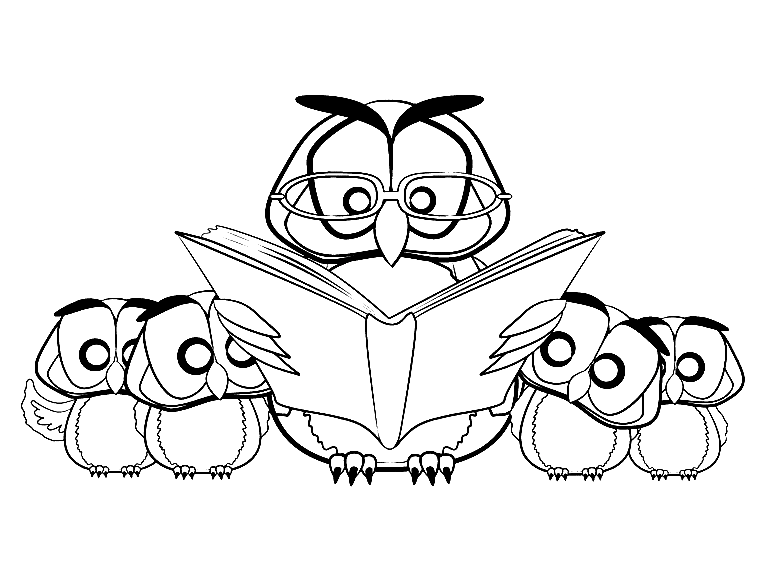Owl Reading To Younglings Coloring Pages