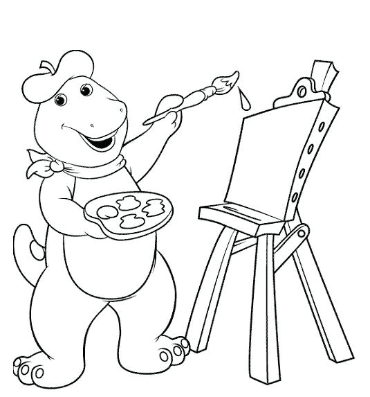 Painter Barney Coloring Page