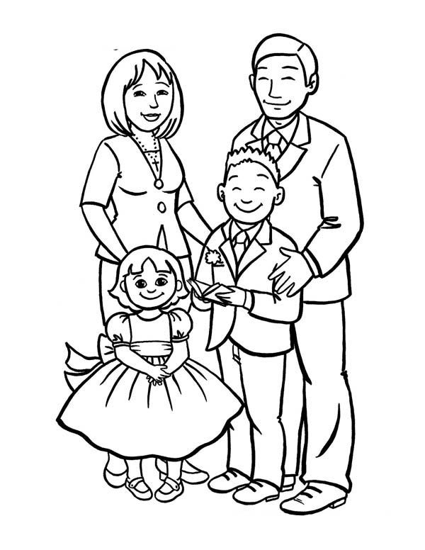 Parents, Sons and Daughters Coloring Page