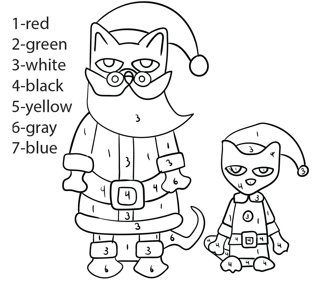 Pete Cat e Papai Noel para colorir