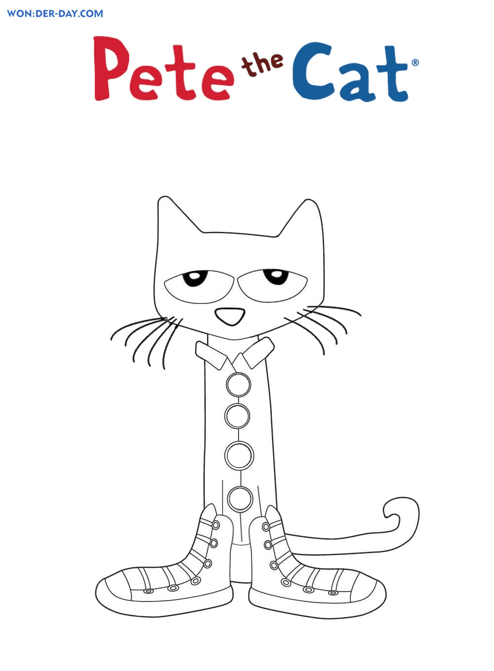 Pete Cat Coloring Page