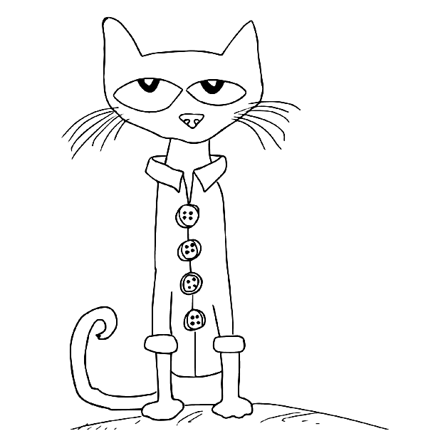 Pete the Cat with Four Groovy Buttons Coloring Pages