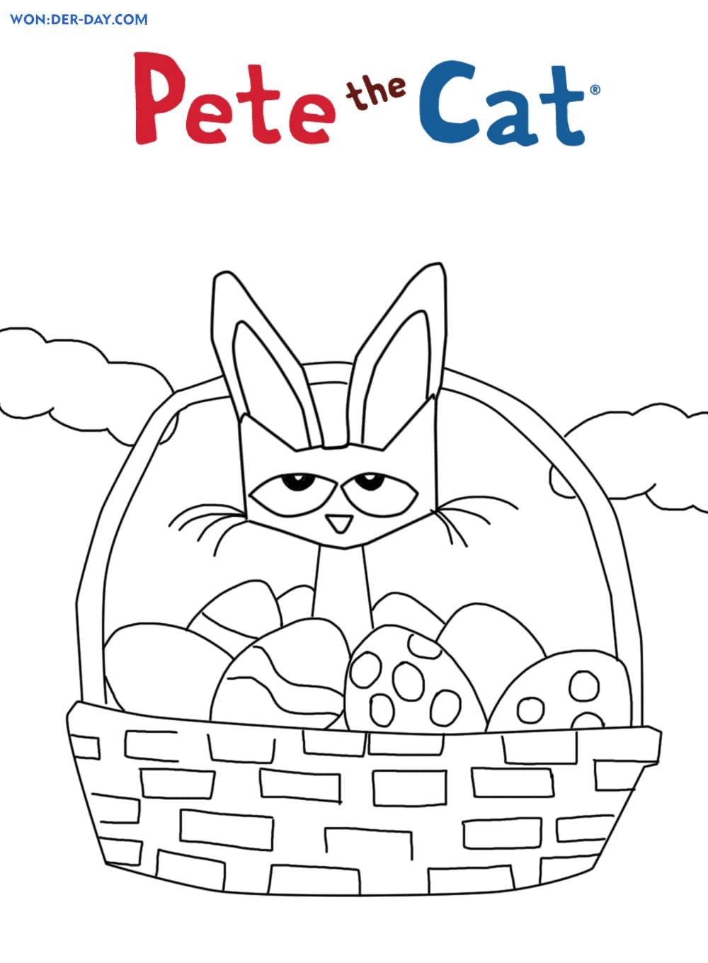 Pete o gato para colorir Páscoa