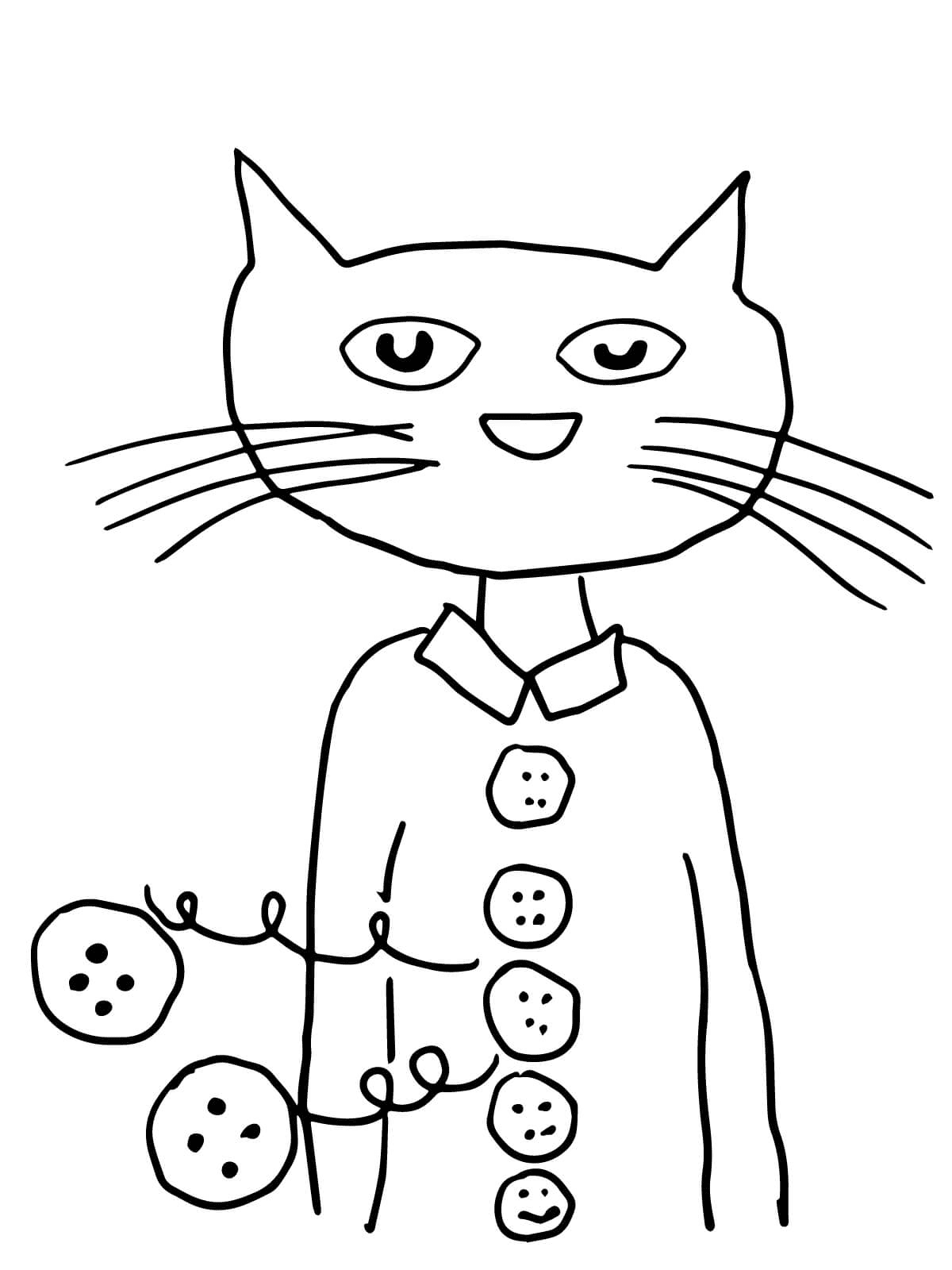Pete the Cat Groovy Buttons Coloring Page