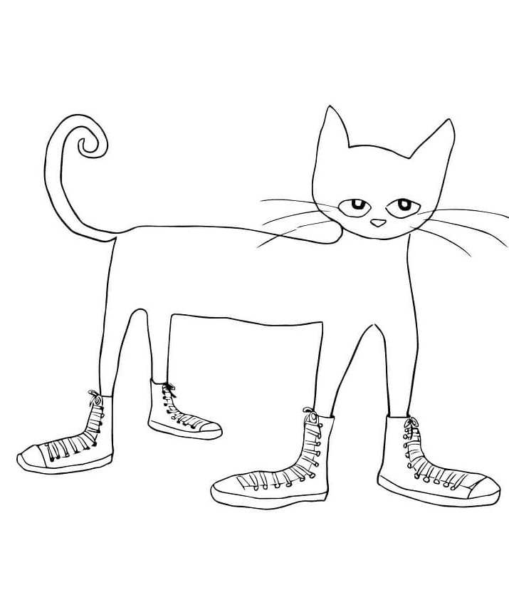 Desenho para colorir de sapatos Pete the Cat Love Shoes