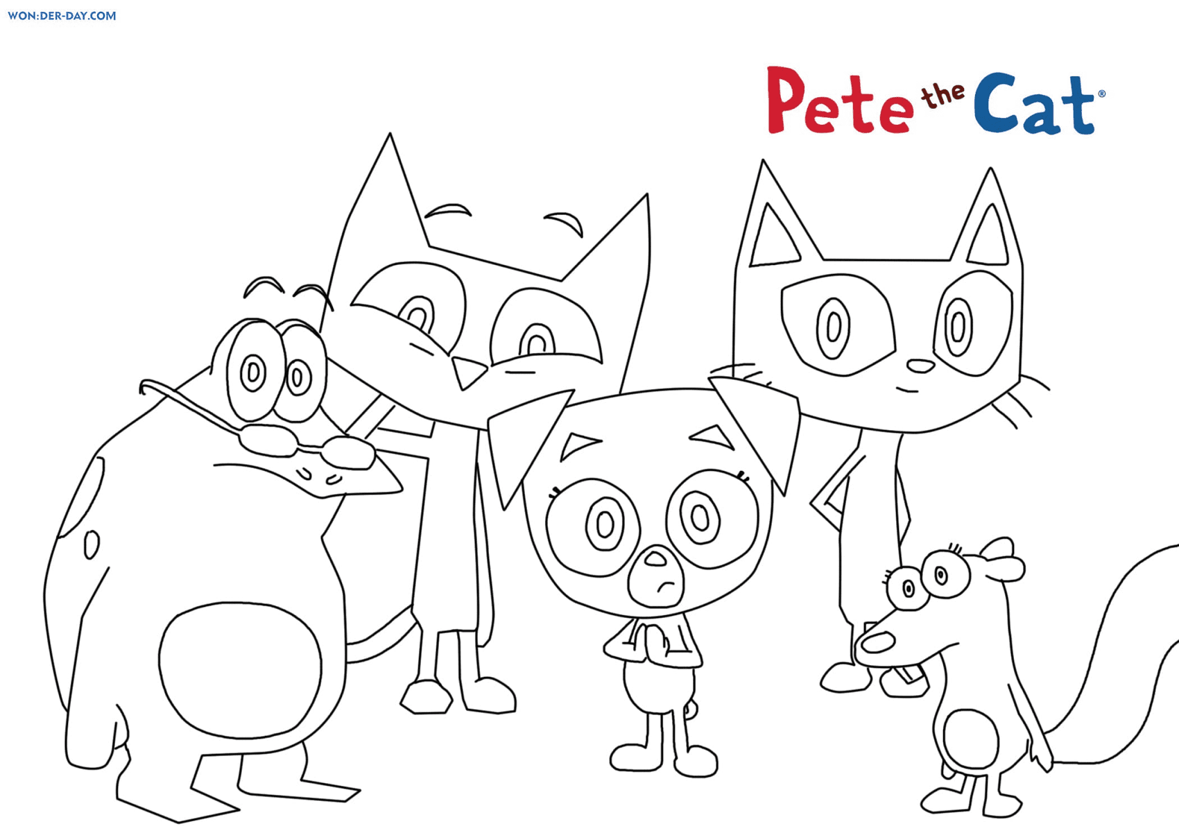Pete the Cat and his Friends Coloring Page