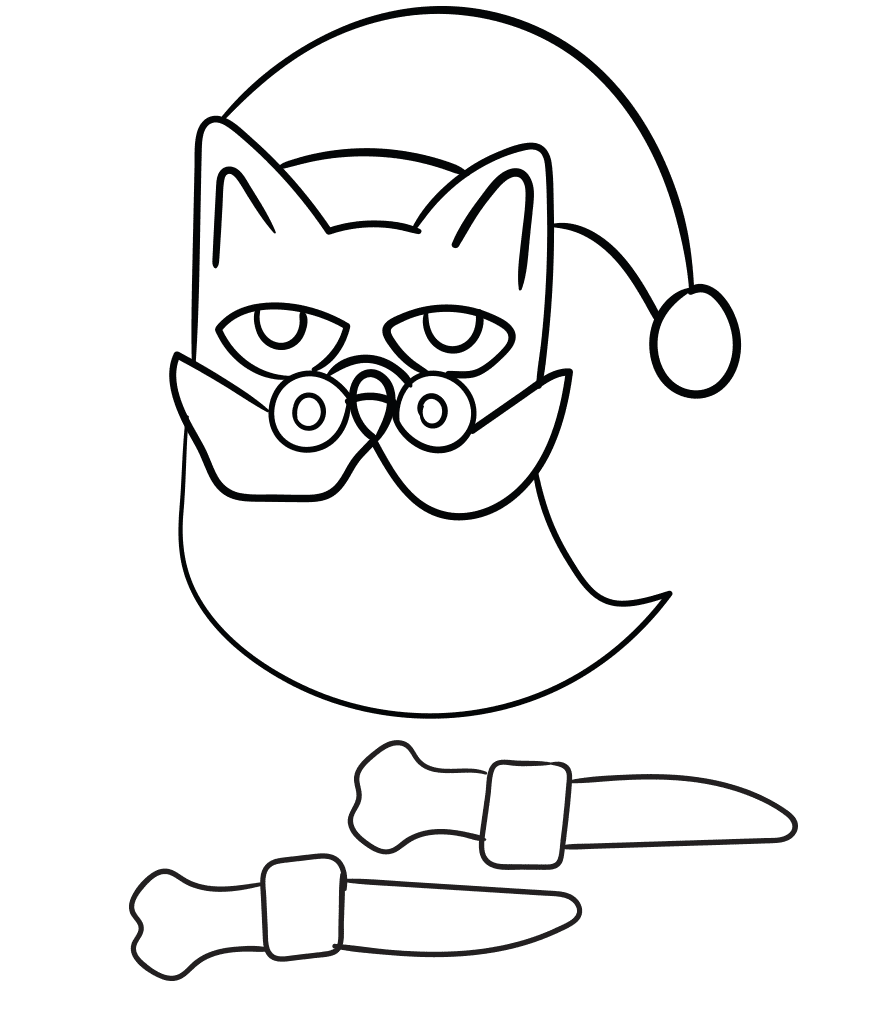 Desenho de Pete o gato como Papai Noel para colorir