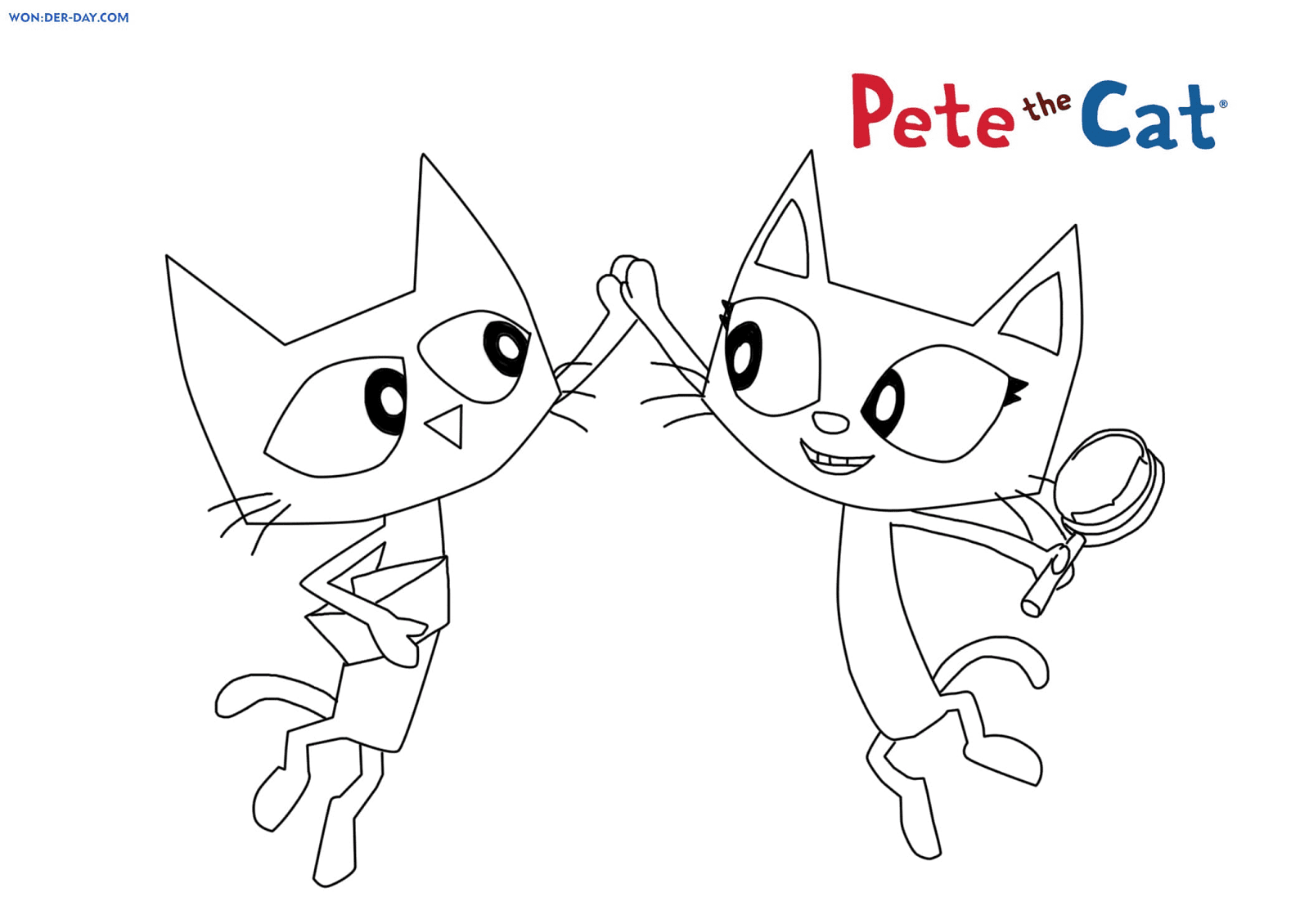 Pete the cat and Callie Coloring Pages