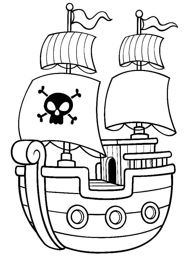 Página para colorir de navio pirata para crianças