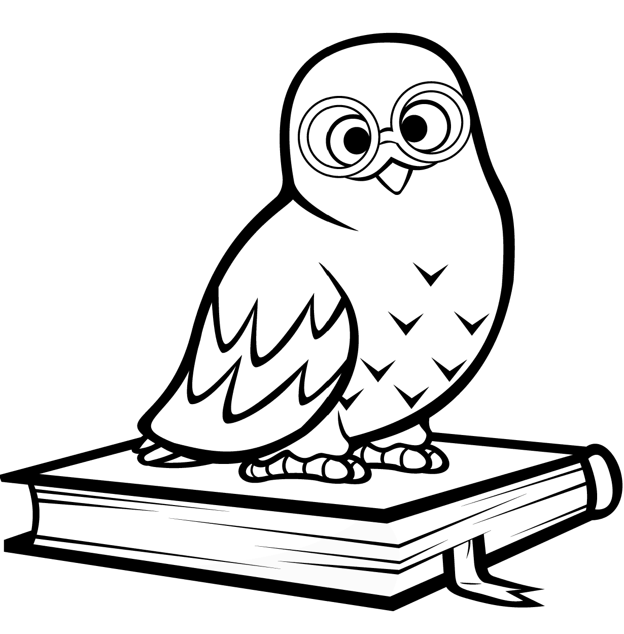 Búho polar sentado sobre un libro de Owl