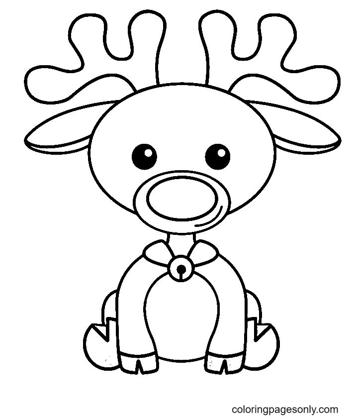 Pretty Rudolph Christmas Coloring Page