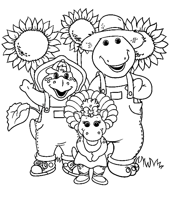 Printable Barney and Friends Coloring Page
